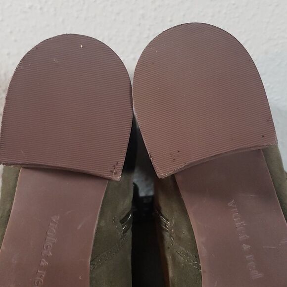 New Without Tags Violet & Red Jenna Army Green Suede Zip Ankle‎ Boots Size 10 - Picture 7 of 9